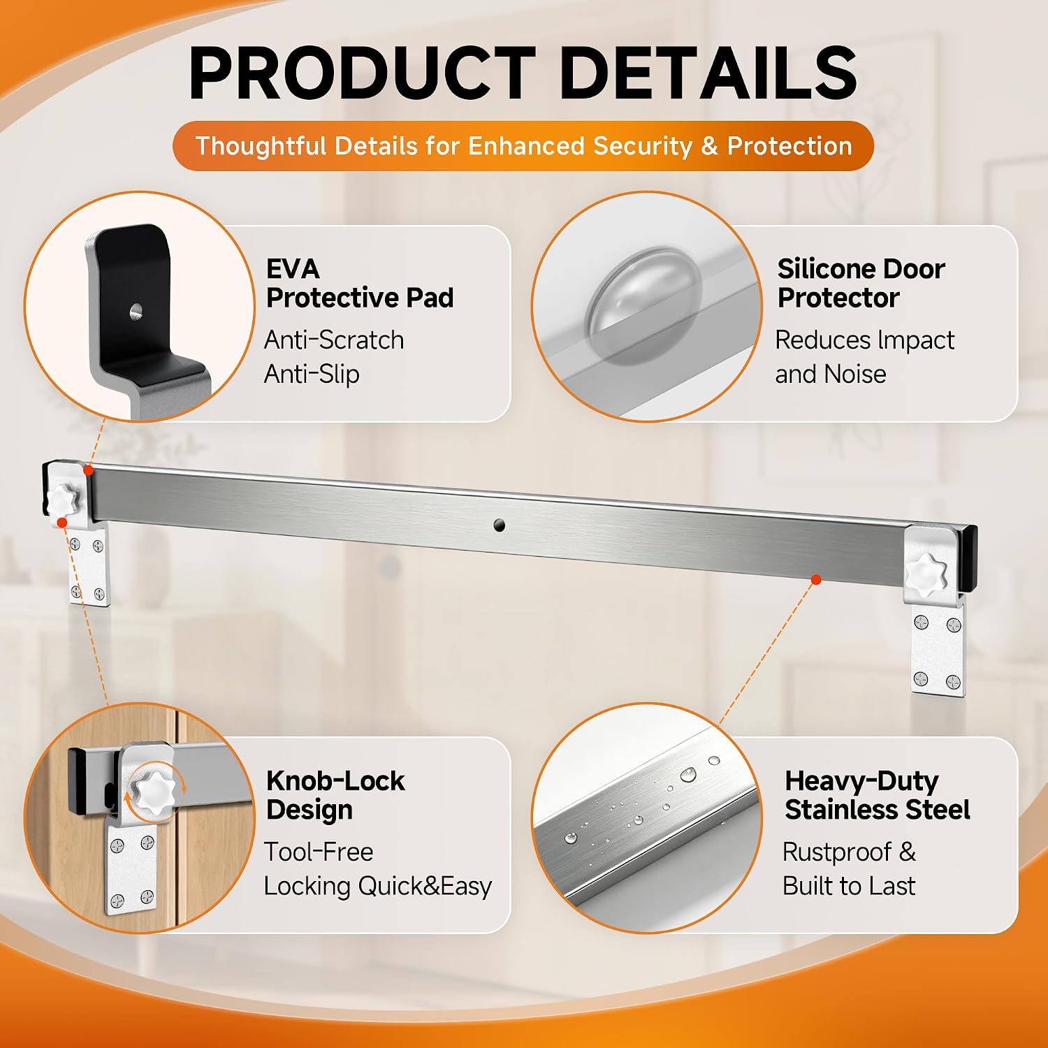 Stainless Steel Door Security Bar - Image 3