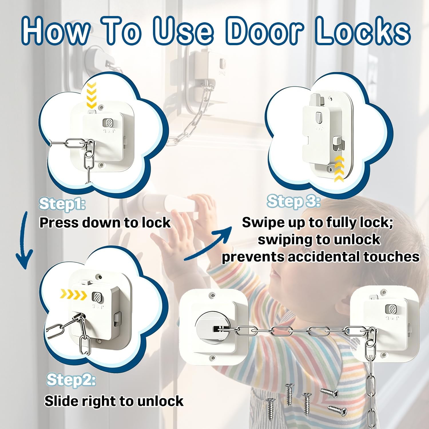 Child Proof Door Lock Adjustable Latch - Image 3