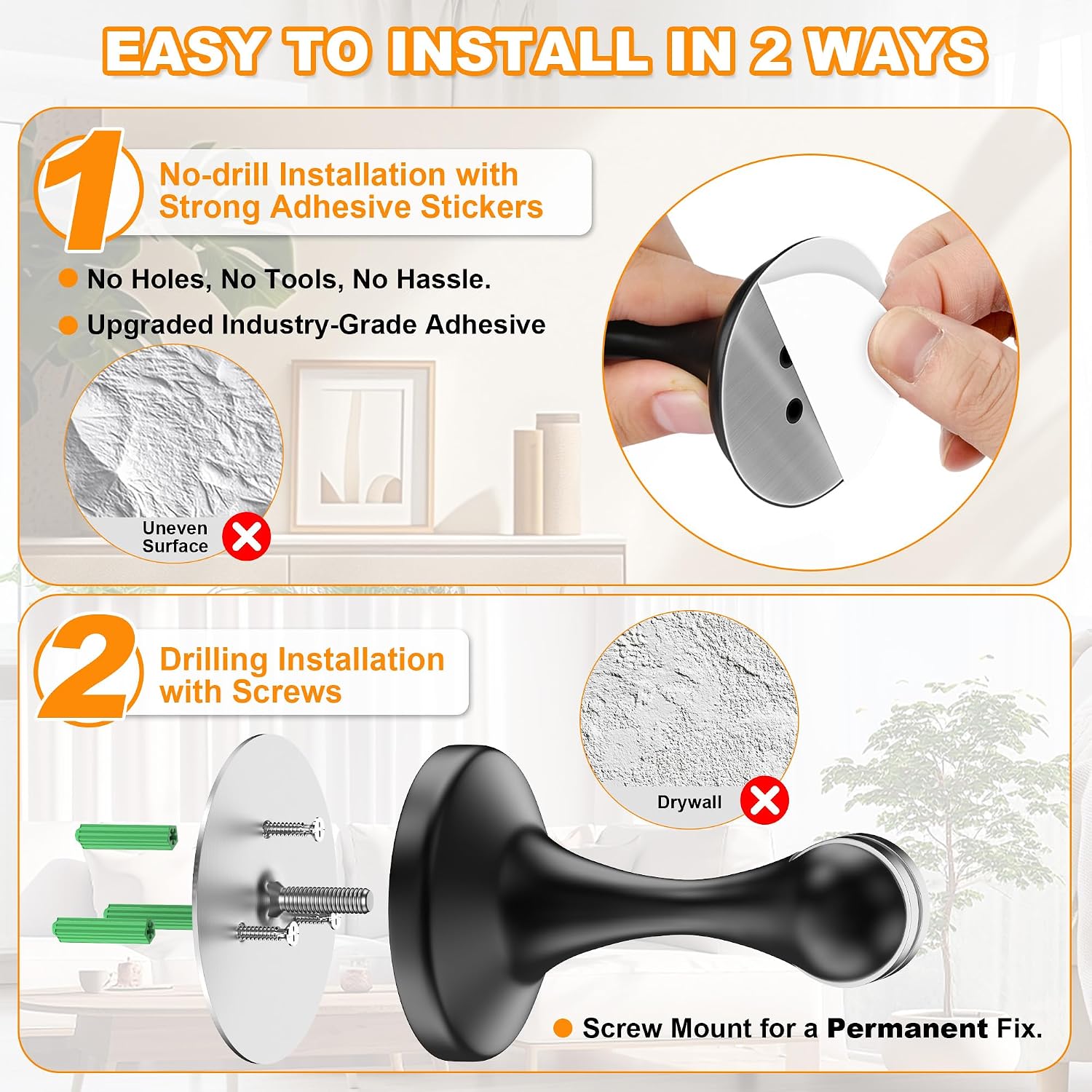 Magnetic Door Stoppers 2 Pack Stainless Steel - Image 3